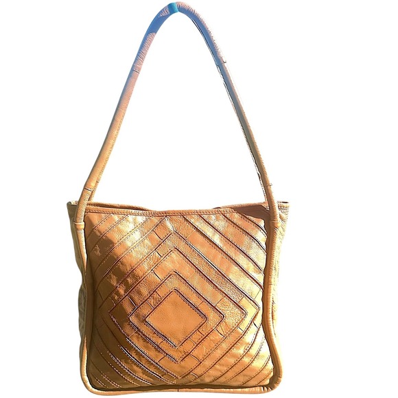 RARE!! *Nino Bossi* Leather Diamond Patchwork Hobo‎ Bag (XL)(MRSP $350)~EUC - Picture 1 of 11